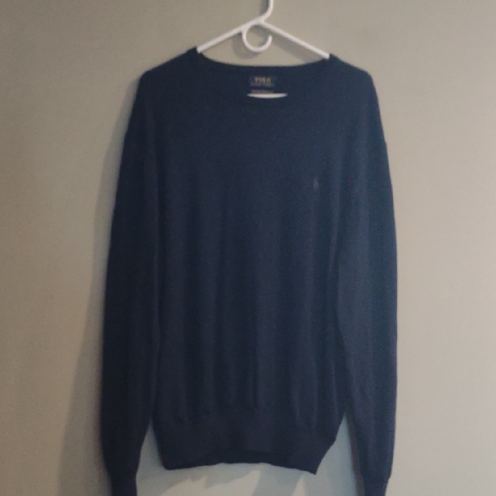 Polo Ralph Lauren Men's XXLG Dark‎ Blue Merino Wool Crewneck Sweater